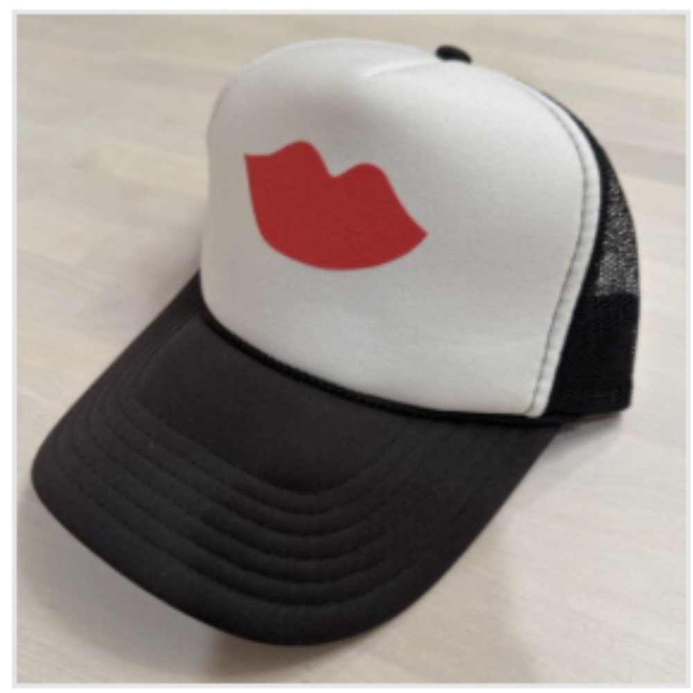 ‼️ISO‼️ +++ Clare V Poppy Lips Black/White Trucker Hat